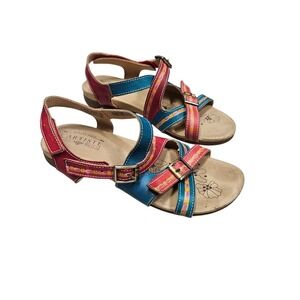 Spring Step L'Artiste Liliana Turquoise Leather Sandals Multicolor Buckle EU 39